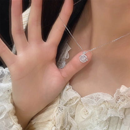 E廠【DQ0665N】S925純銀宇宙星球項鍊女韓版小眾設計閃鑽輕奢網紅鎖骨鏈 25.06-3