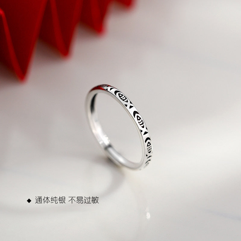 E廠【XDQ8224R】復古做舊幸運魚戒指女S925純銀簡約個性年年有餘開口指環ins
 26.01-4
