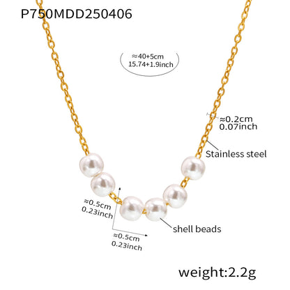 B廠【P590】ins冷淡風簡約珍珠吊墜項鍊女鎖骨頸鍊chock不鏽鋼鍍18k金 25.04-2