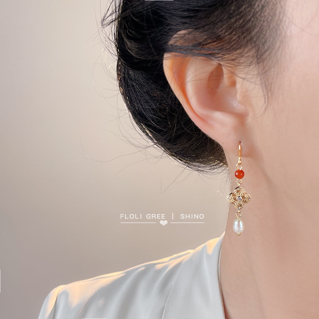 C廠【7070】淡水珍珠文藝復古國潮新中式手工藝設計感微鑲鋯石新款
 25.11-2