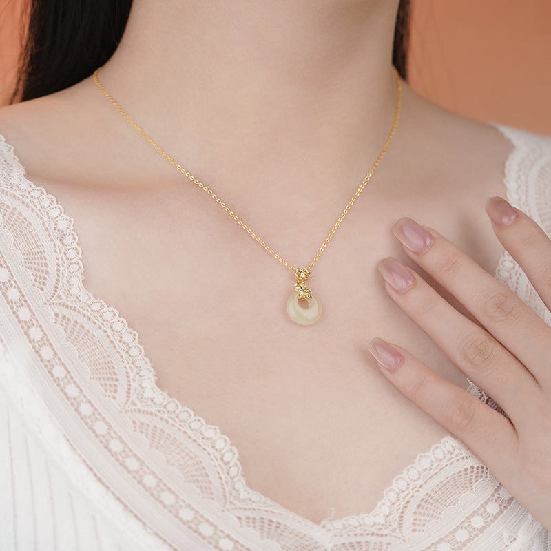 E廠【YC3540N】原創S999足銀馬上有錢平安扣項鍊女本命年復古福氣鎖骨鏈
 25.10-5