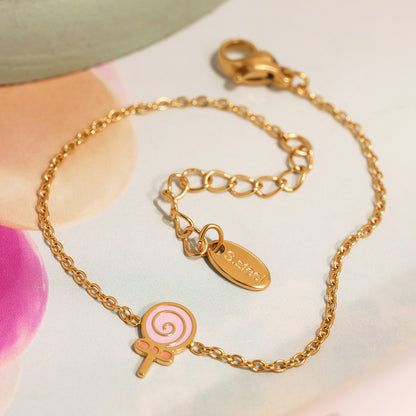 B廠【TXP262】不鏽鋼兒童飾品棒棒糖滴油戒指耳環手鍊項鍊組鍍18k真金 25.05-5