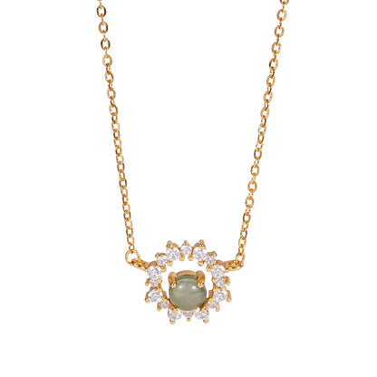 E廠【DQ0685N】新中式簡約天然翡翠項鍊女S925純銀蕾絲圍鑲鋯石鎖骨鏈潮 25.07-2