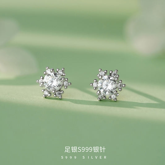 D廠【YCT_YC6341E】S999銀針可愛雪花耳環女精緻自然優雅法式爆款清新氛圍感耳飾
 26.04-3