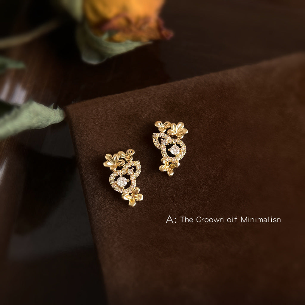 C廠【6656】【桂花福祿】原創設計925銀針微鑲鋯石葫蘆花朵新款耳飾
 25.11-2