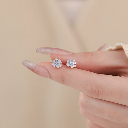 D廠【YC2858E】S925純銀花朵螺絲直針耳環淡雅小清新甜美氣質文藝風耳飾 25.01-2