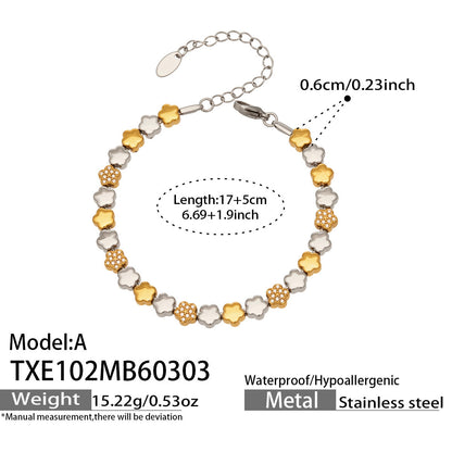 B廠【TXP102】歐美ins時尚小眾設計微鑲鋯石五角星拼色項鍊手鍊套裝不銹鋼飾品
 26.03-2