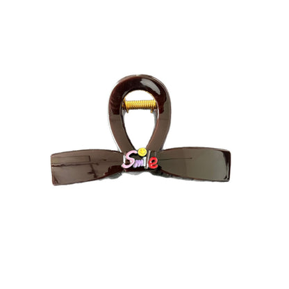 C廠【X105】笑臉字母抓夾女大號巧克力棕色鯊魚夾高級感盤髮夾2026新款百搭髮飾
 26.04-3