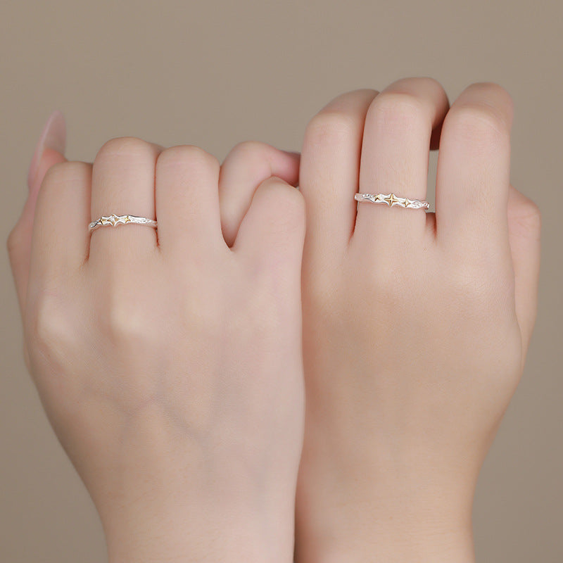E廠【YC3552R】原創S999足銀星烙四芒星情侶對戒輕奢設計感溫柔高級戒指
 25.10-3