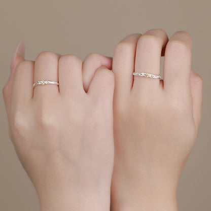 D廠【YC3552R】原創S999足銀星烙四芒星情侶對戒輕奢設計感溫柔高級戒指
 25.10-3