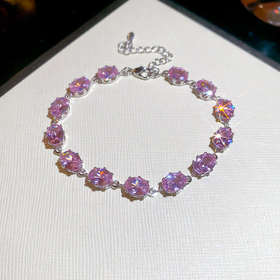 A廠【HB4615】超閃鋯石幾何橢圓形手鍊時尚簡約百搭氣質手環精緻輕奢高級感手飾
 25.10-1