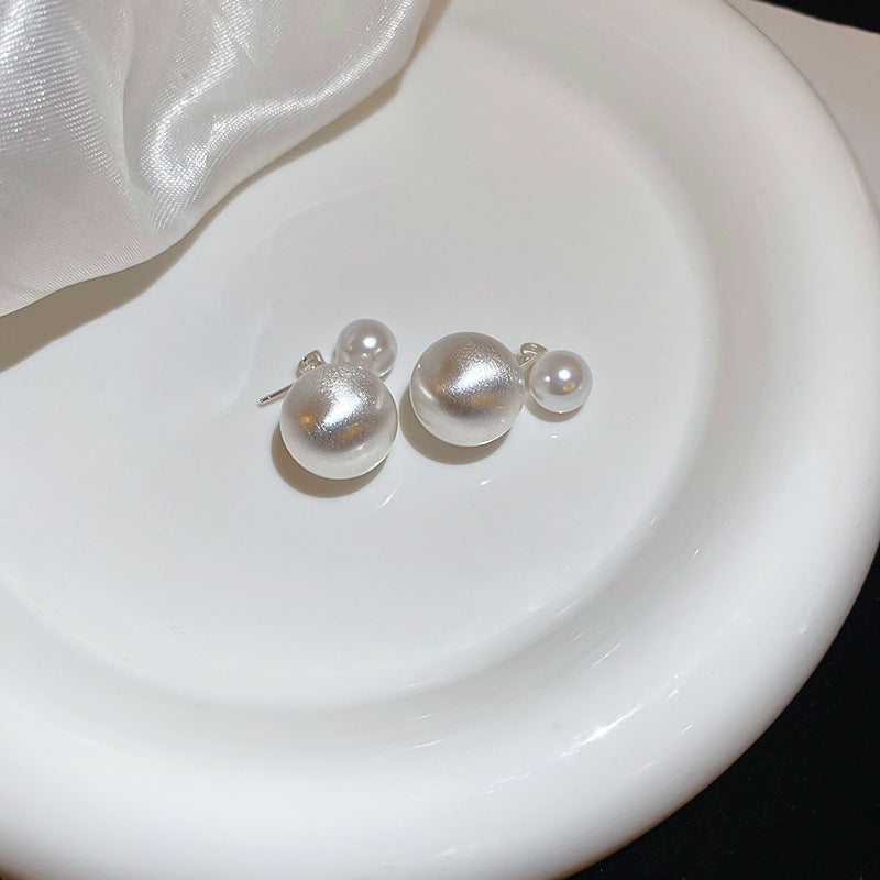 A廠【HE21335】925銀針高級感珍珠雙面帶耳環小眾輕奢百搭耳環時尚新款簡約通勤耳環 24.07-2