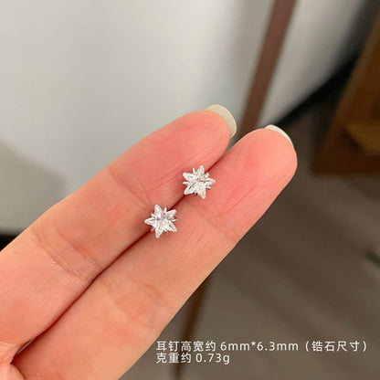 E廠【XDQ10096E】S999純銀四爪愛心閃鑽耳環女迷你小巧星星花鋯石百搭耳飾品
 26.01-2