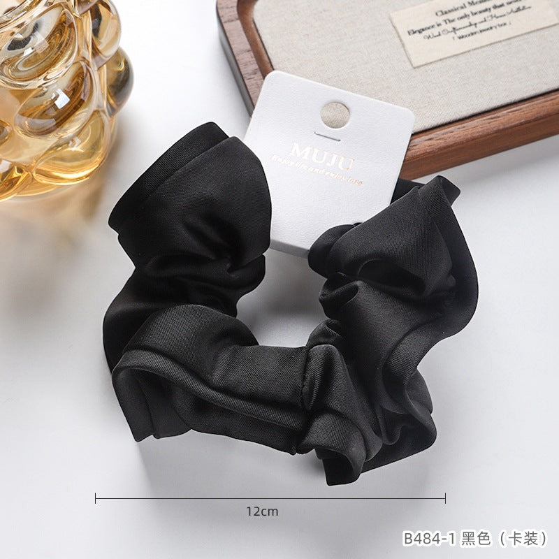 D廠【B484】卡片裝髮圈法式高級感大腸圈髮繩超大花苞緞面頭繩皮筋木耳邊髮飾
 25.10-5「D廠-單筆結帳需滿，NT$600出貨(不含運費)」