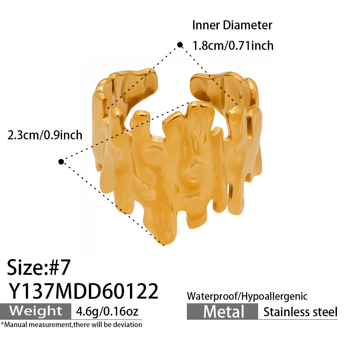 B廠【Y136】歐美ins簡約設計幾何型素圈戒指組合不鏽鋼鍍金小眾時尚開口指環
 26.01-4