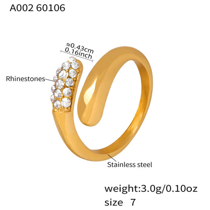 B廠【A002】跨國歐美ins時尚簡約粉綠白三色水鑽開口戒指不鏽鋼鍍18K真金飾品
 26.01-2