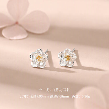D廠【YC6717E】足銀S999十二月花神簡約精緻小清新小眾溫柔古風甜美獨特耳飾
 26.09-3