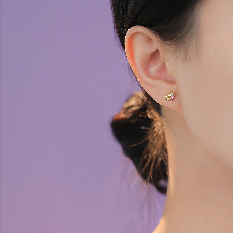 D廠【YC5167E】原創足銀S999元寶彩鋯小馬耳環本命夢幻甜美精緻金路踏寶耳飾
 25.12-3