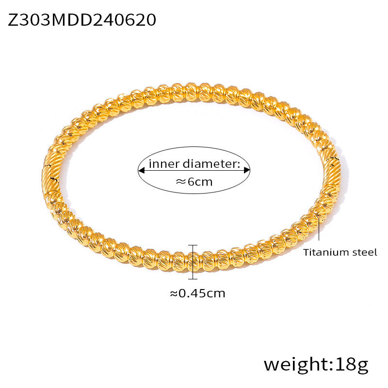 B廠【Z302】歐美跨國新款鈦鋼紋理圓珠手環簡約時尚百搭幾何珠手鍊 24.06-4