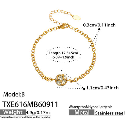 B廠【TXP616】新款多巴胺球形鋯石不銹鋼鍍18k金 簡約通勤手鍊項鍊耳環首飾套裝
 26.09-3