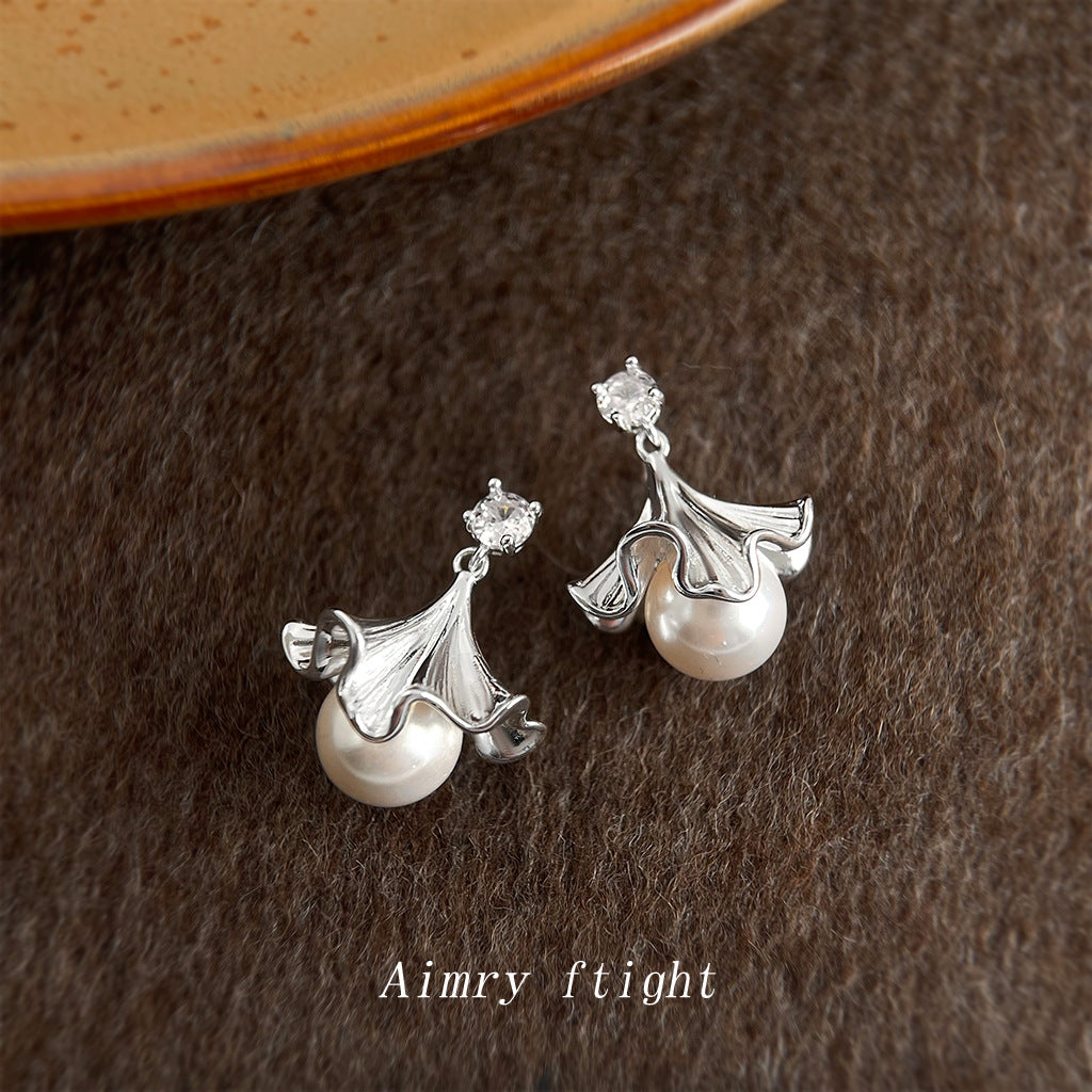 A廠【7202】小眾裙邊裙擺925銀針鋯石花朵新款個性清新甜美耳飾耳環 飾品
 25.12-1