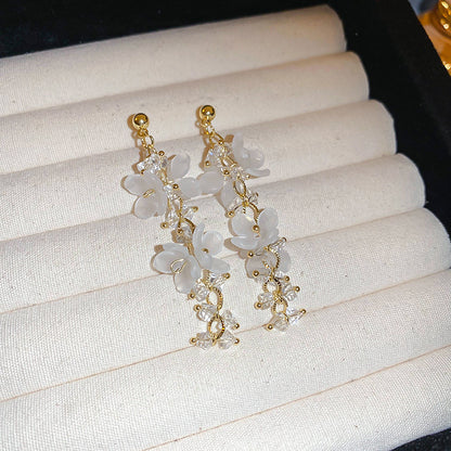 A廠【HE21325】韓國小清新花朵流蘇水晶耳環女甜美少女心耳環小眾文藝風耳飾配件 24.07-2
