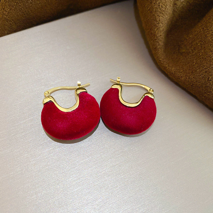 A廠【HE29207】秋冬新款植絨圓形U型耳扣輕奢高級感耳環復古氣質百搭耳環耳飾女
 25.11-1