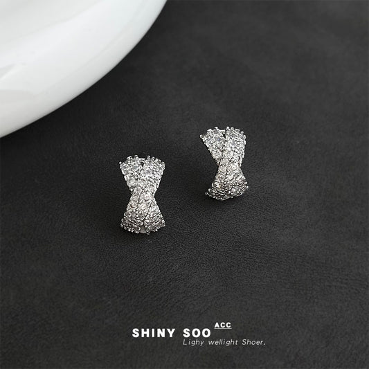 A廠【7088】實物很閃鑲嵌鋯石幾何輕奢風簡約高級感s925銀針新款耳環
 25.11-3