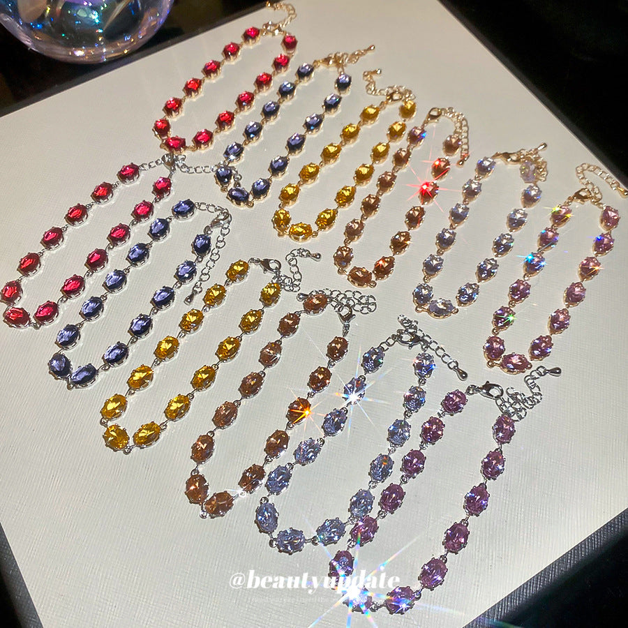 A廠【HB4615】超閃鋯石幾何橢圓形手鍊時尚簡約百搭氣質手環精緻輕奢高級感手飾
 25.10-1