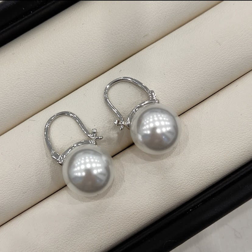 E廠【XDQ10052E】經典優雅14mm仿珍珠耳扣女S925純銀法式高級感顯臉小氣質耳環
 26.03-2