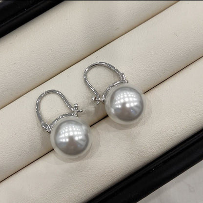E廠【XDQ10052E】經典優雅14mm仿珍珠耳扣女S925純銀法式高級感顯臉小氣質耳環
 26.03-2