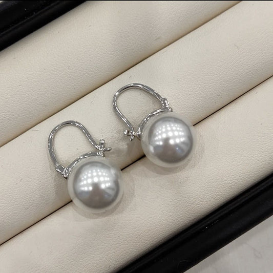 E廠【XDQ10052E】經典優雅14mm仿珍珠耳扣女S925純銀法式高級感顯臉小氣質耳環
 26.03-2