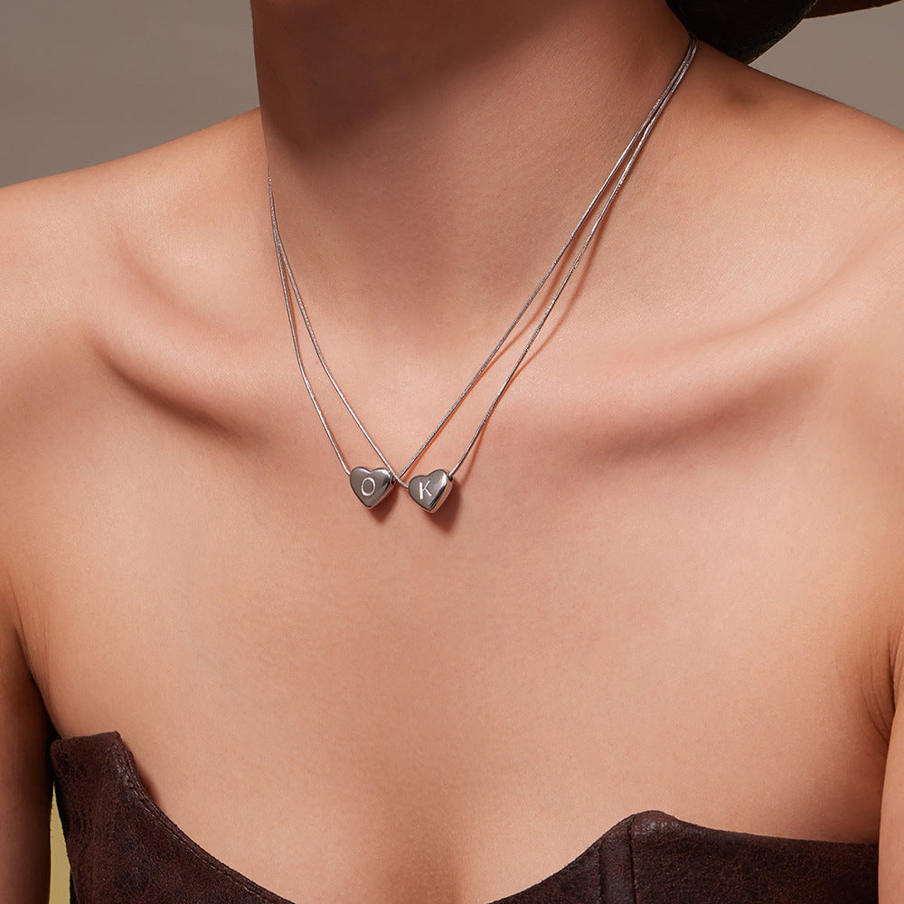 B廠【RP020】不銹鋼26字母愛心吊墜鎖骨項鍊歐美熱銷款時尚輕奢飾品鍍18k真金
 25.12-1