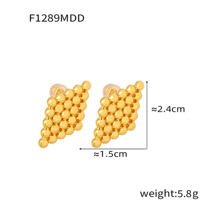 B廠【F1289-1300】個性簡約設計感耳環歐美幾何圓珠拼接圖形耳飾鈦鋼鍍18k金耳環 24.03-1