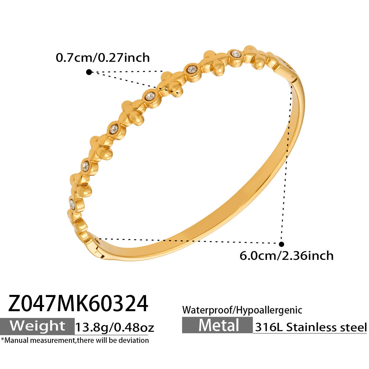 B廠【Z044】歐美高質感鑲5A鋯石細圈卡扣手環組合鍍18k金滿鑽輕奢高質感手環
 26.04-1
