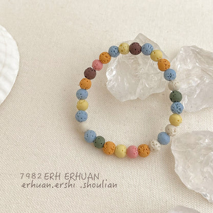 A廠【5612】真的火山石手鍊！春夏新款設計感彩色甜美時尚手飾飾品貨源女 25.02-4