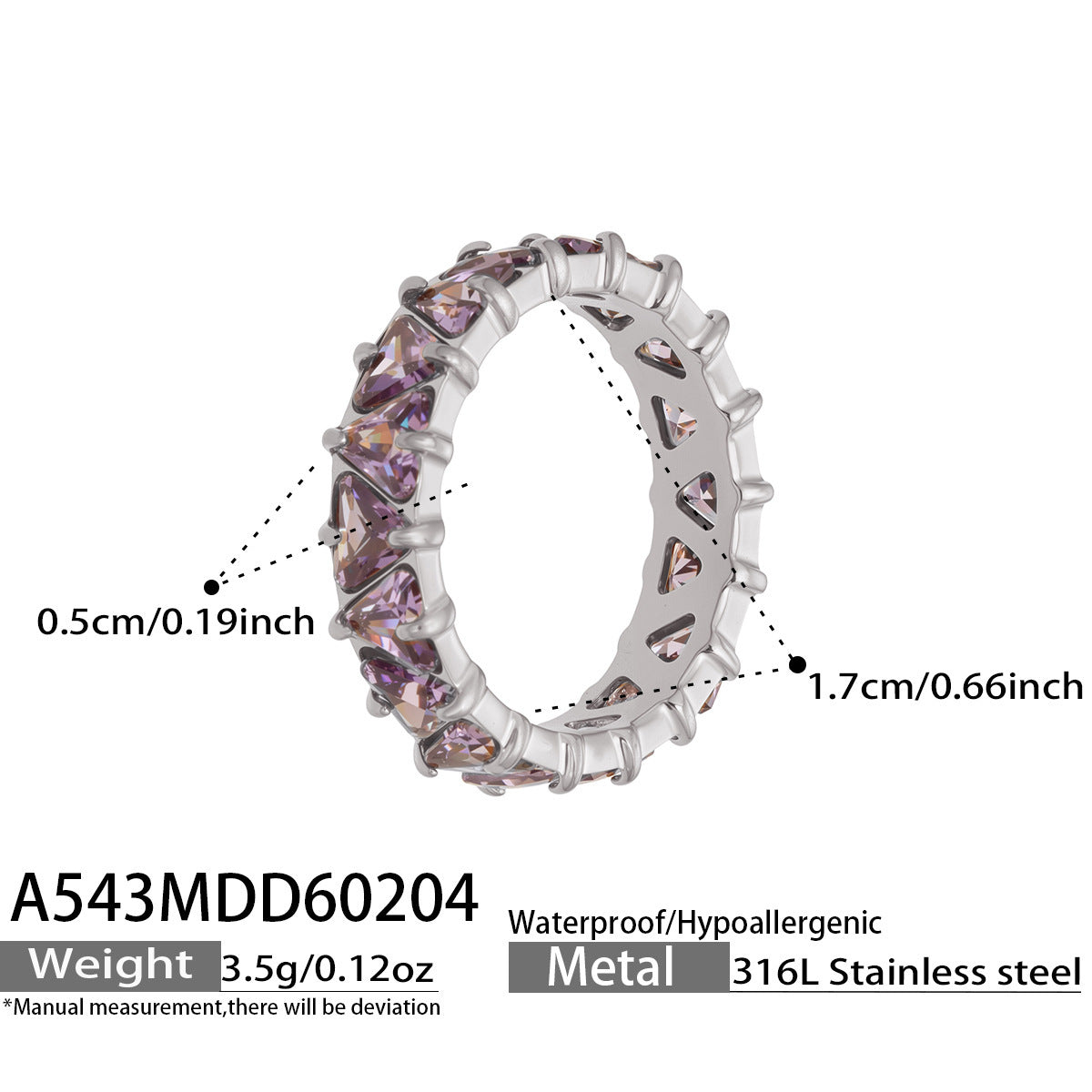 B廠【A543】歐美ins時尚個性鑲嵌三角鋯石戒指不鏽鋼鍍18k金跨境輕奢百搭手飾
 26.02-1