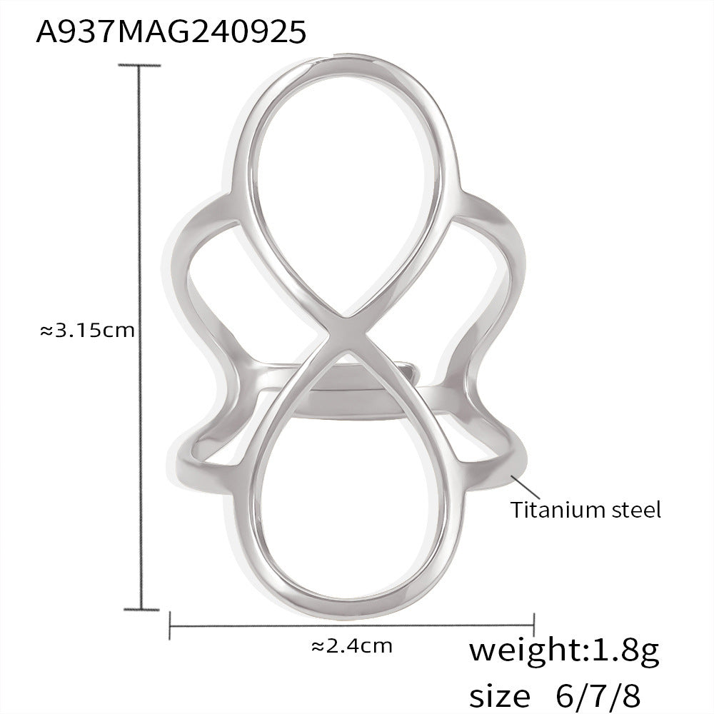 B廠【A937】歐美小眾可調8字開口戒指跨國新款不透鋼材質PVD電鍍個性手飾品 24.10-1