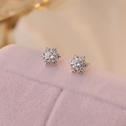 D廠【YC6341E】S999足銀雪花耳環冬季爆款簡約高級感氣質精緻養耳洞耳飾 25.01-4