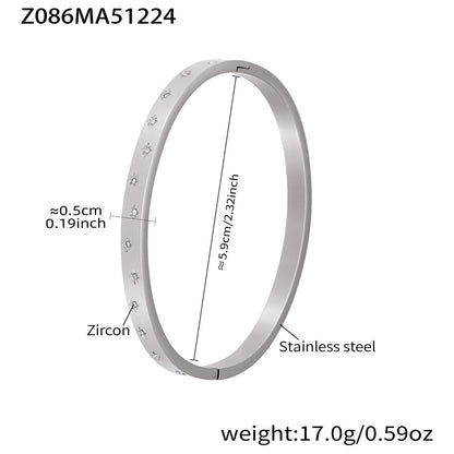 B廠【Z086】不鏽鋼5A鋯石幾何形手鐲鍍18k真金多手環組合 跨國時尚百搭首飾
 26.01-1