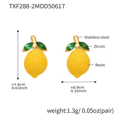 B廠【TXF288】ins小香風不鏽鋼5A鋯石檸檬花朵耳環女歐美新款耳環18k鍍金 25.06-3