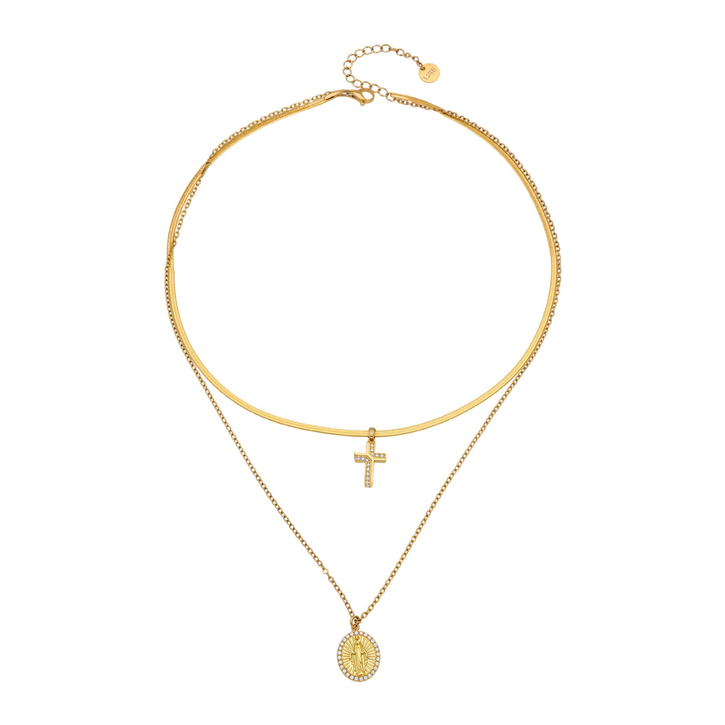 B廠【P716】波希米亞十字架鑲嵌鋯石雙層疊戴項鍊跨境時尚輕奢刀片鏈百搭項鍊
 26.01-2