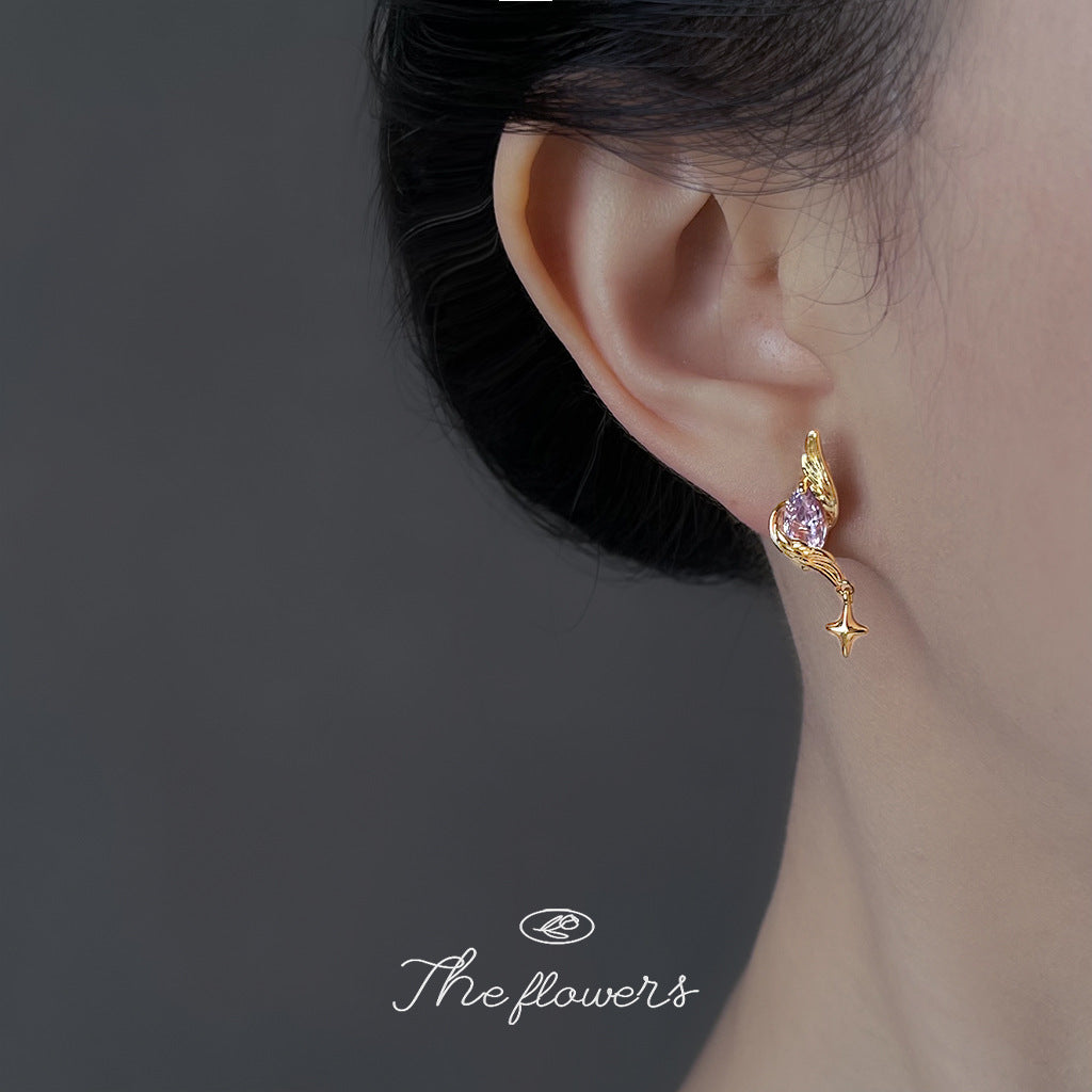 C廠【6918】原創設計鑲嵌紫鋯石芒星耳環S925銀針時尚高級感新款耳飾
 25.10-4