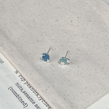 E廠【XDQ11376E】S999純銀不對稱月亮太陽耳環女時尚個性暈染琺瑯通勤百搭耳飾
 25.11-4