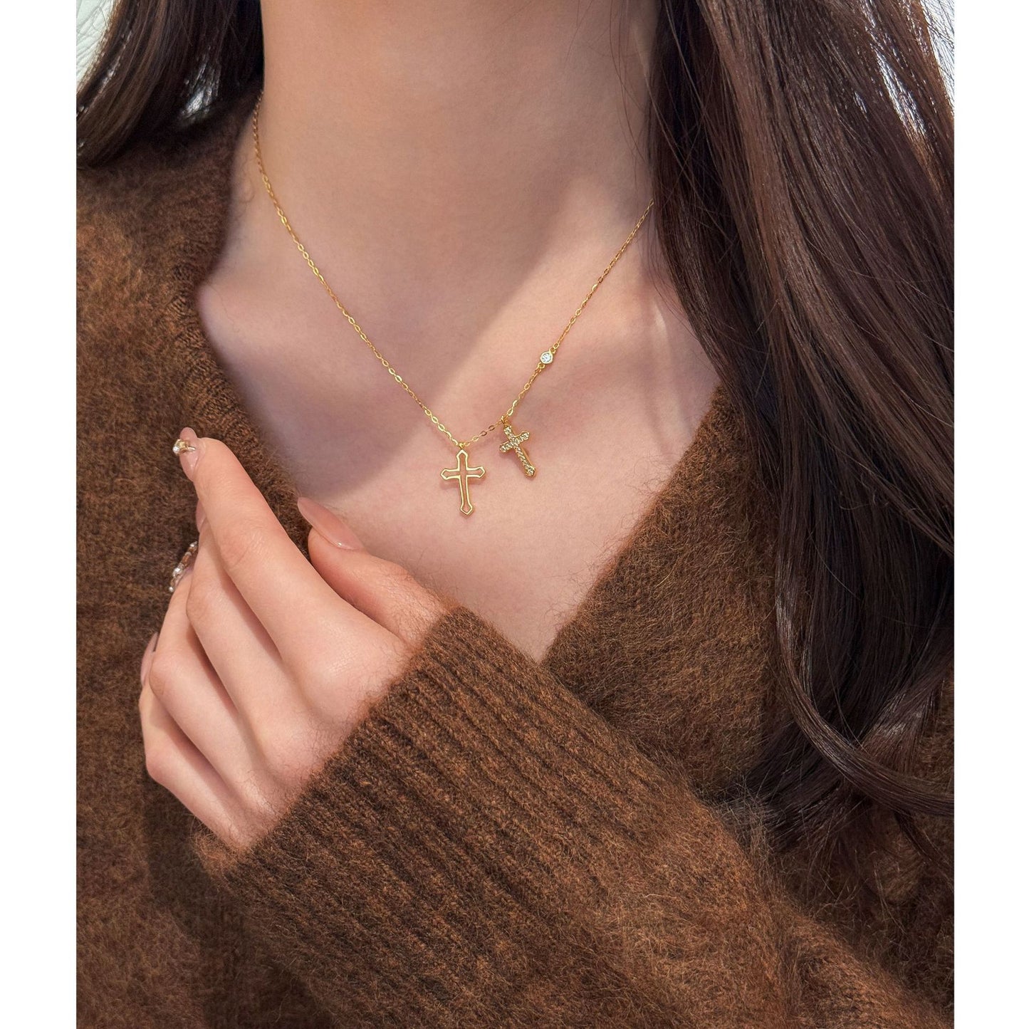 E廠【XDQ0521N】歐美跨境925銀十字架項鍊女小眾中古風輕奢高級感鎖骨鏈首飾
 26.03-1