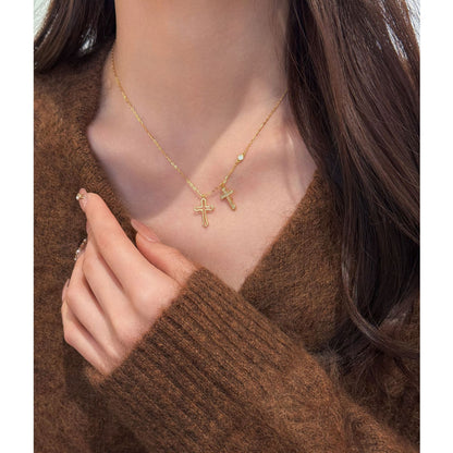 E廠【XDQ0521N】歐美跨境925銀十字架項鍊女小眾中古風輕奢高級感鎖骨鏈首飾
 26.03-1