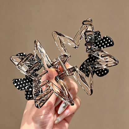 C廠【X594】波點蝴蝶結星星抓夾女新款高級感鯊魚夾高馬尾髮夾後腦勺盤頭飾
 26.07-4「C廠-單筆結帳需滿，NT$500出貨(不含運費)」