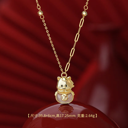 D廠【YC2635N】原創純銀S925本命年個性聚寶盆小馬項鍊耳環馬年紅繩手繩首飾
 26.04-3