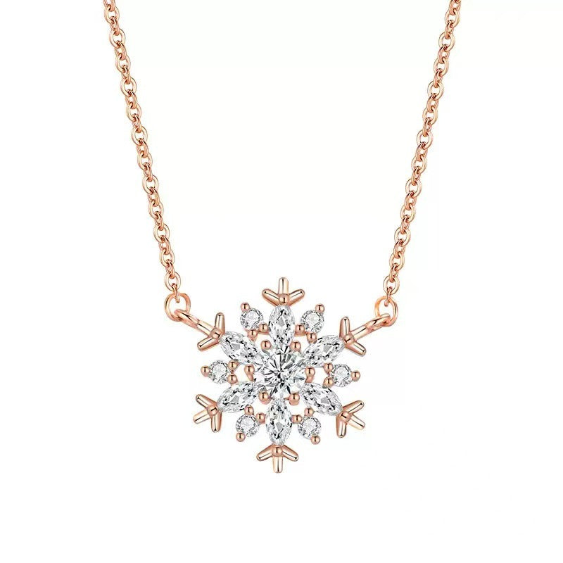 F廠【DQ1079N】S925純銀輕奢小眾夢幻雪花項鍊女精緻唯美鑲鋯石高級感鎖骨鏈
 25.10-4