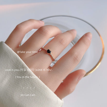 A廠【918】法式高級感~微鑲鋯石鍍14K均碼戒指 ins簡約滴油愛心食指戒 尾戒 25.06-4